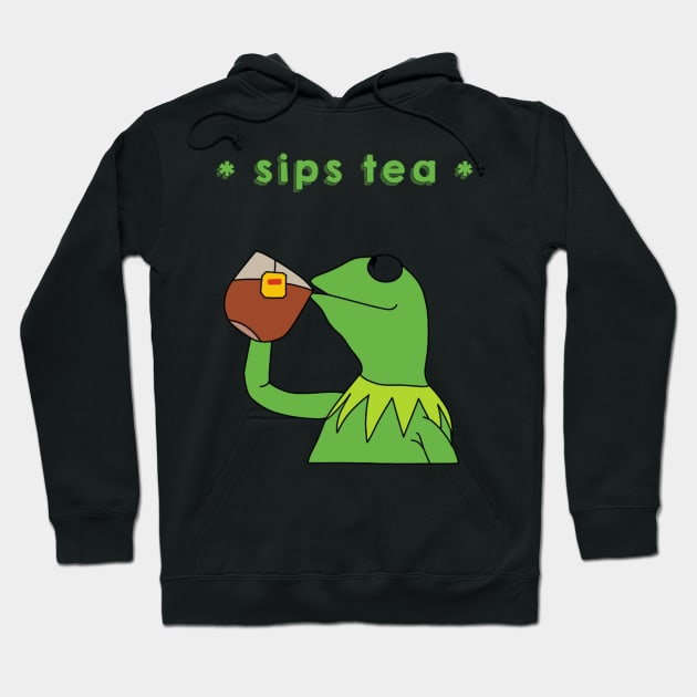 Sips tea- Kermit the frog meme Hoodie by digitalsbyannnn